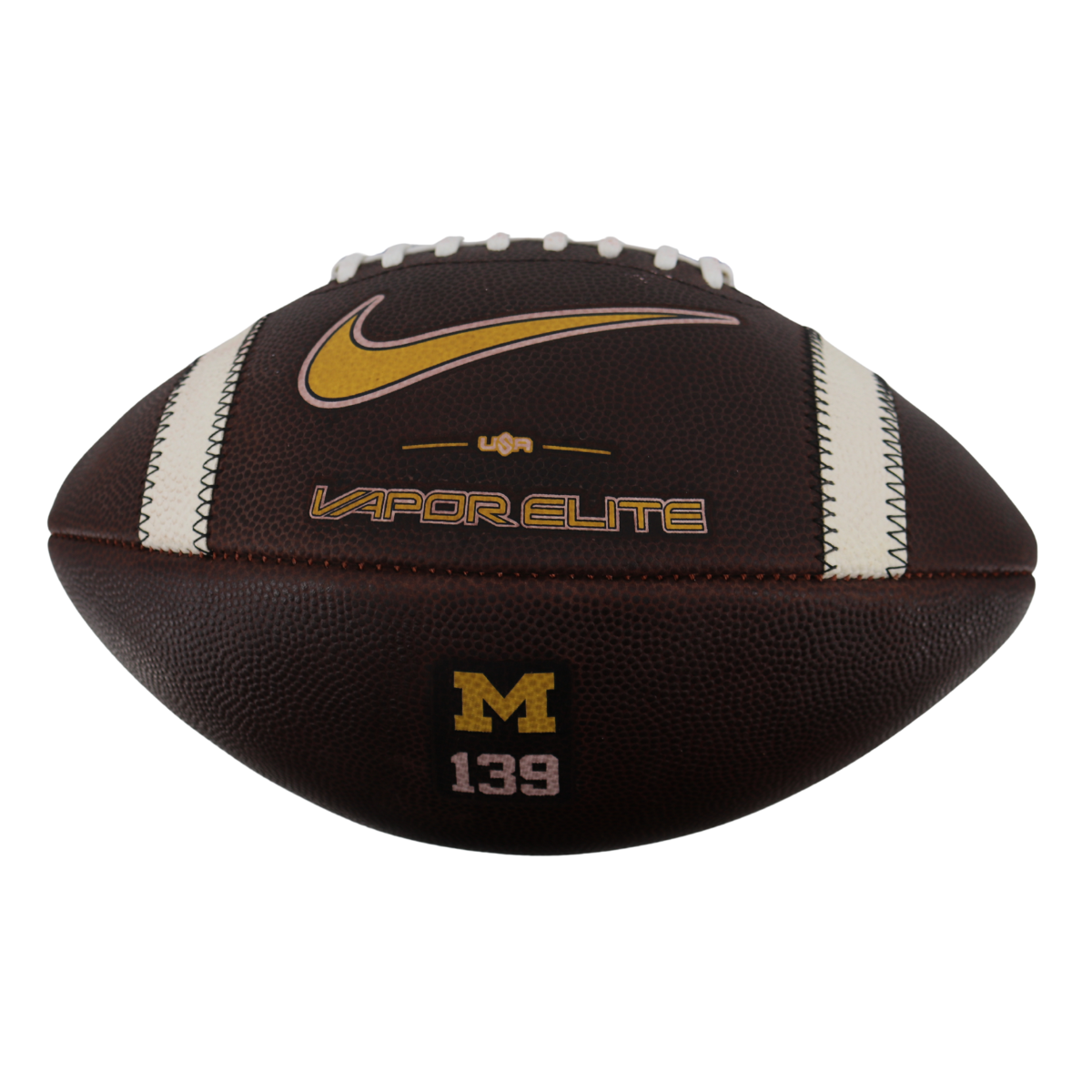 Michigan Wolverines 2024 Team Issued Nike Vapor Elite #139 Dark Brown Football In Brown - Front View