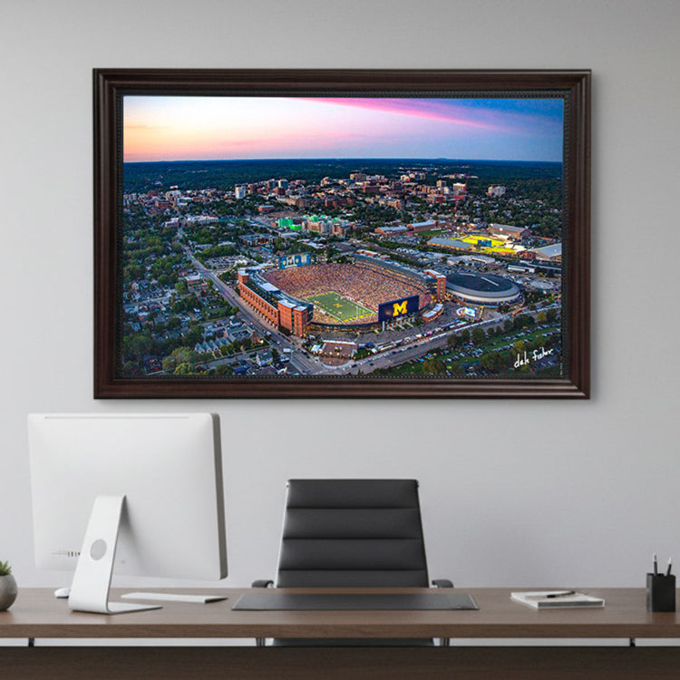 Michigan Wolverines versus New Mexico (2025) #8674 Aerial Photograph 24x36 Mahogany Frame