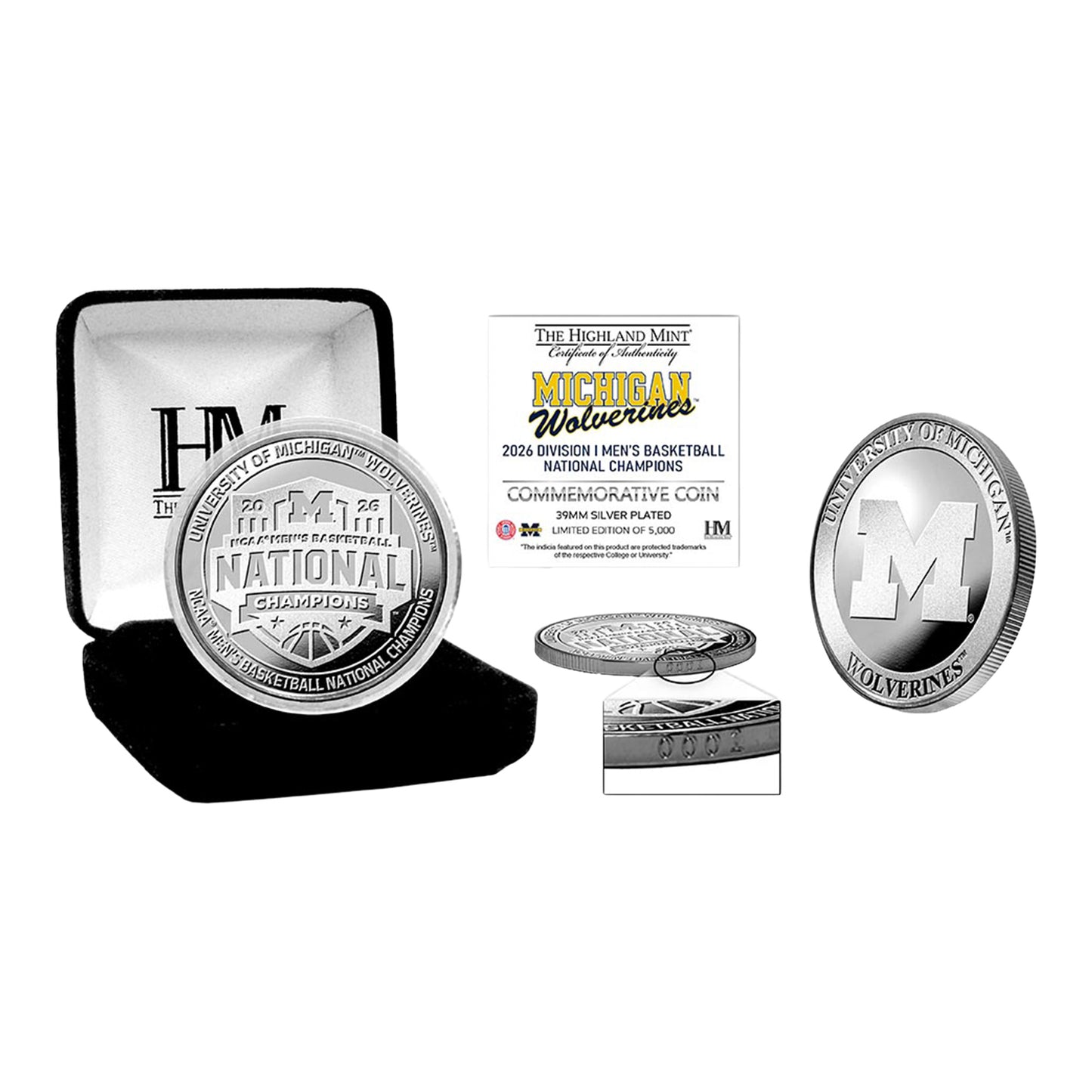 Michigan Wolverines Men's Basketball National Champions Silver Coin
