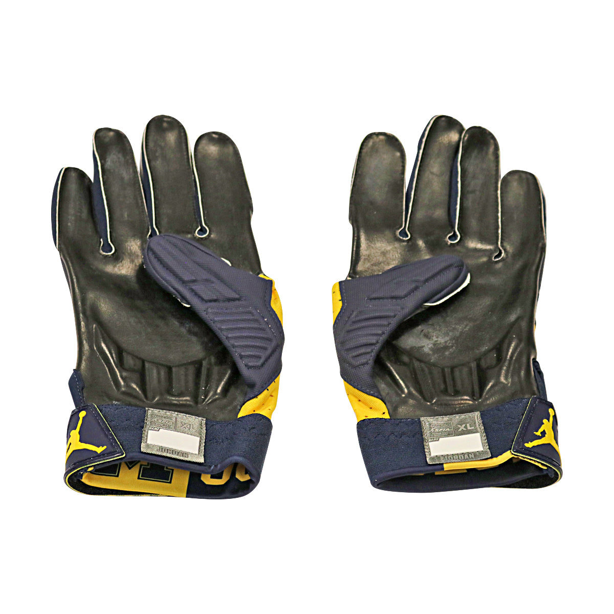 Jordan Brand D-Tack 5 Michigan Wolverines Blue Gloves Size: XL Style 459 In Black - Inside View