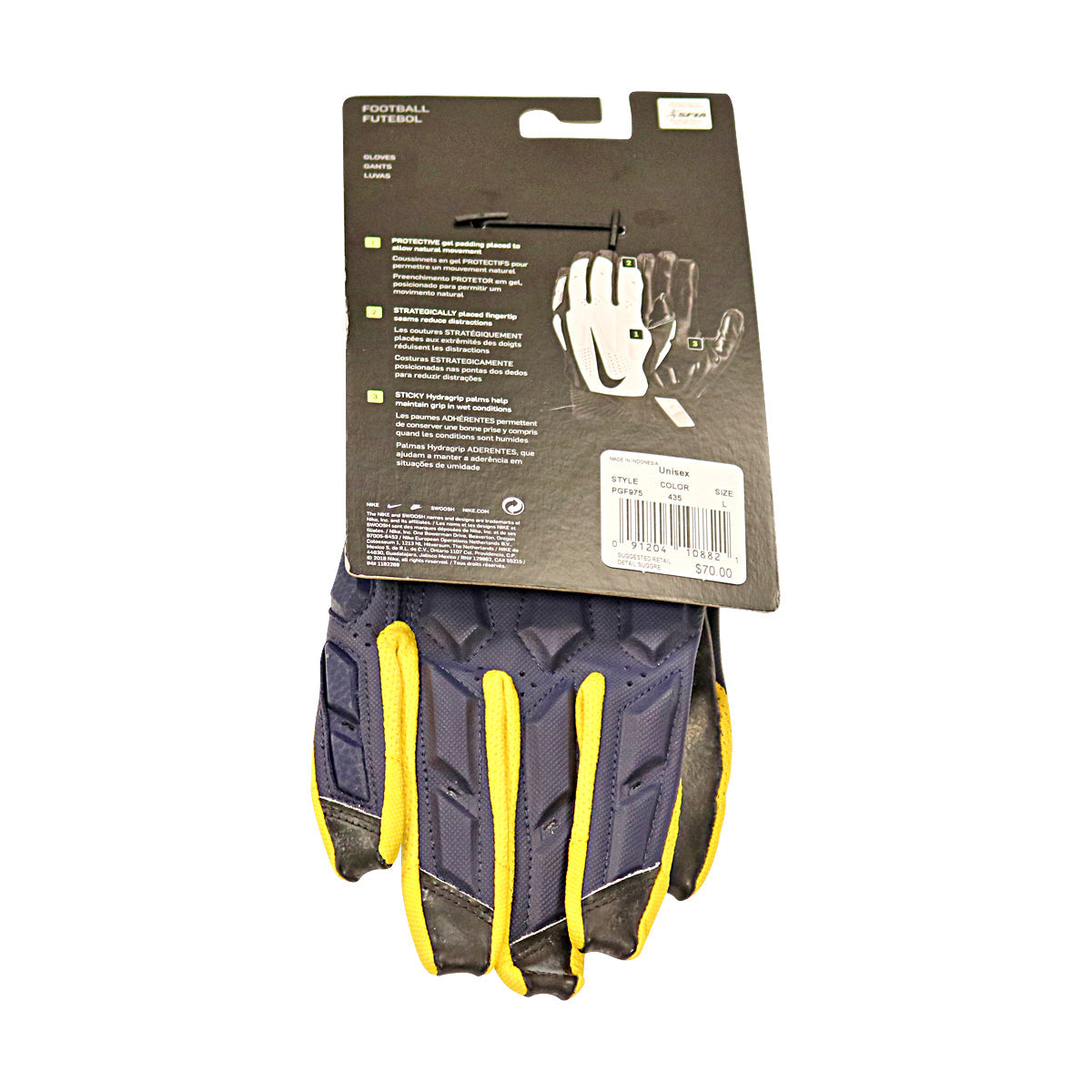 Jordan Brand SM D-Tack 6.0 FG CLG Michigan Wolverines Blue Gloves Size: L PGF975 - Back View 2