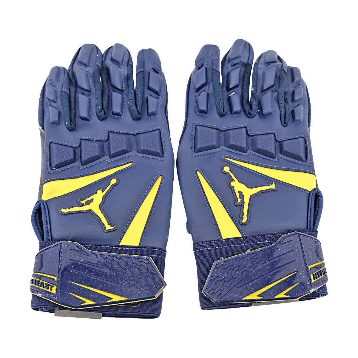 Jordan Brand Hyperbeast Hydrogrip Leather Michigan Wolverines Blue Gloves Size: XL PGF468 - Back View