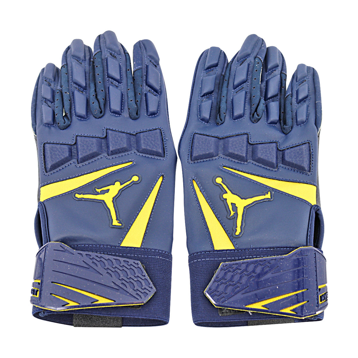 Jordan Brand Hyperbeast Leather Michigan Wolverines Blue Gloves Size: XL Style 979 In Blue - Back View
