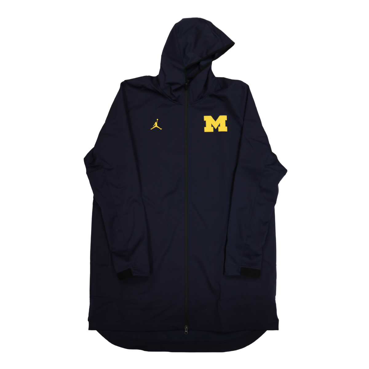 Nike Air Jordan Michigan Wolverines Navy Yellow Logo M Hooded Rain Jacket - Front View
