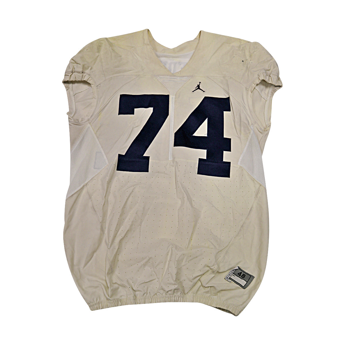 Max Bredeson Michigan Wolverines #74 2016 Practice Used White Jordan Brand Jersey - Front View