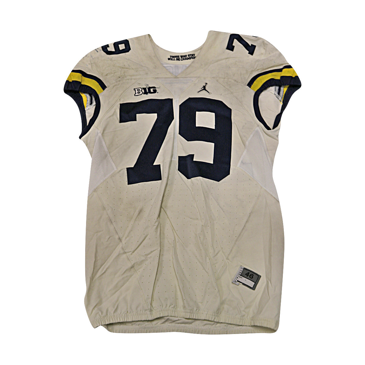 Greg Robinson Michigan Wolverines #79 2017 Practice Used White Jordan Brand Jersey - Front View