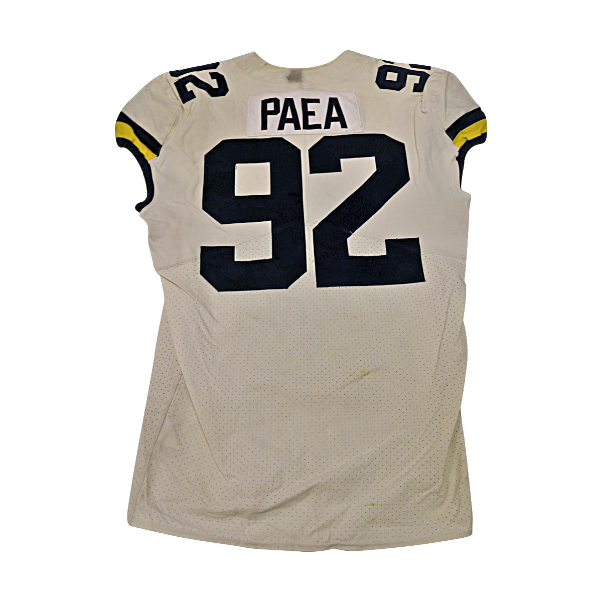 Phillip Paea Michigan Wolverines #92 2018 Practice Used White Jordan Brand Jersey - Back View