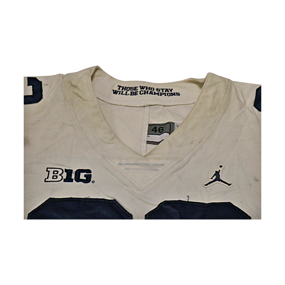 Michigan Wolverines #93 2018 Practice Used White Jordan Brand Jersey - Tag View