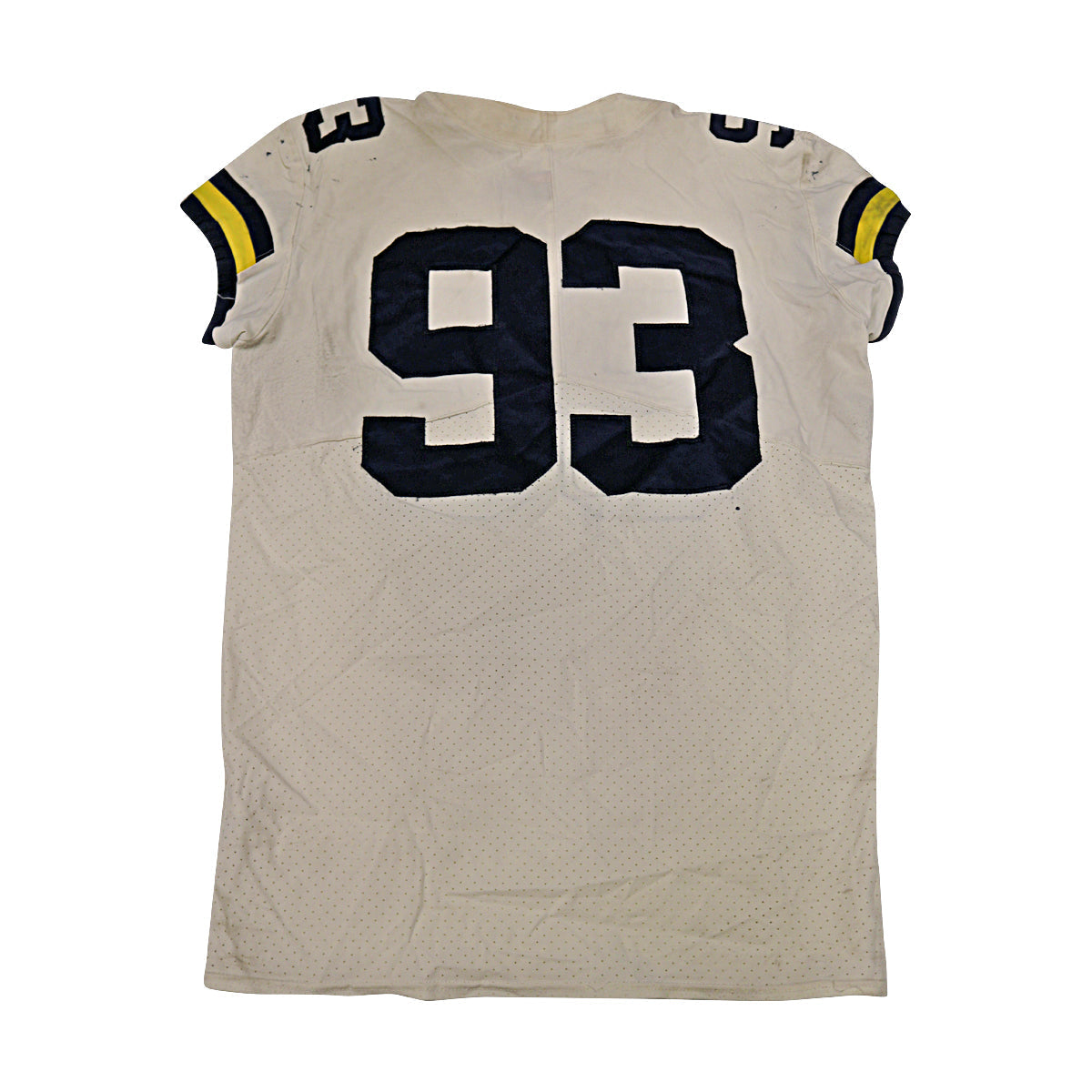 Michigan Wolverines #93 2018 Practice Used White Jordan Brand Jersey - Back View