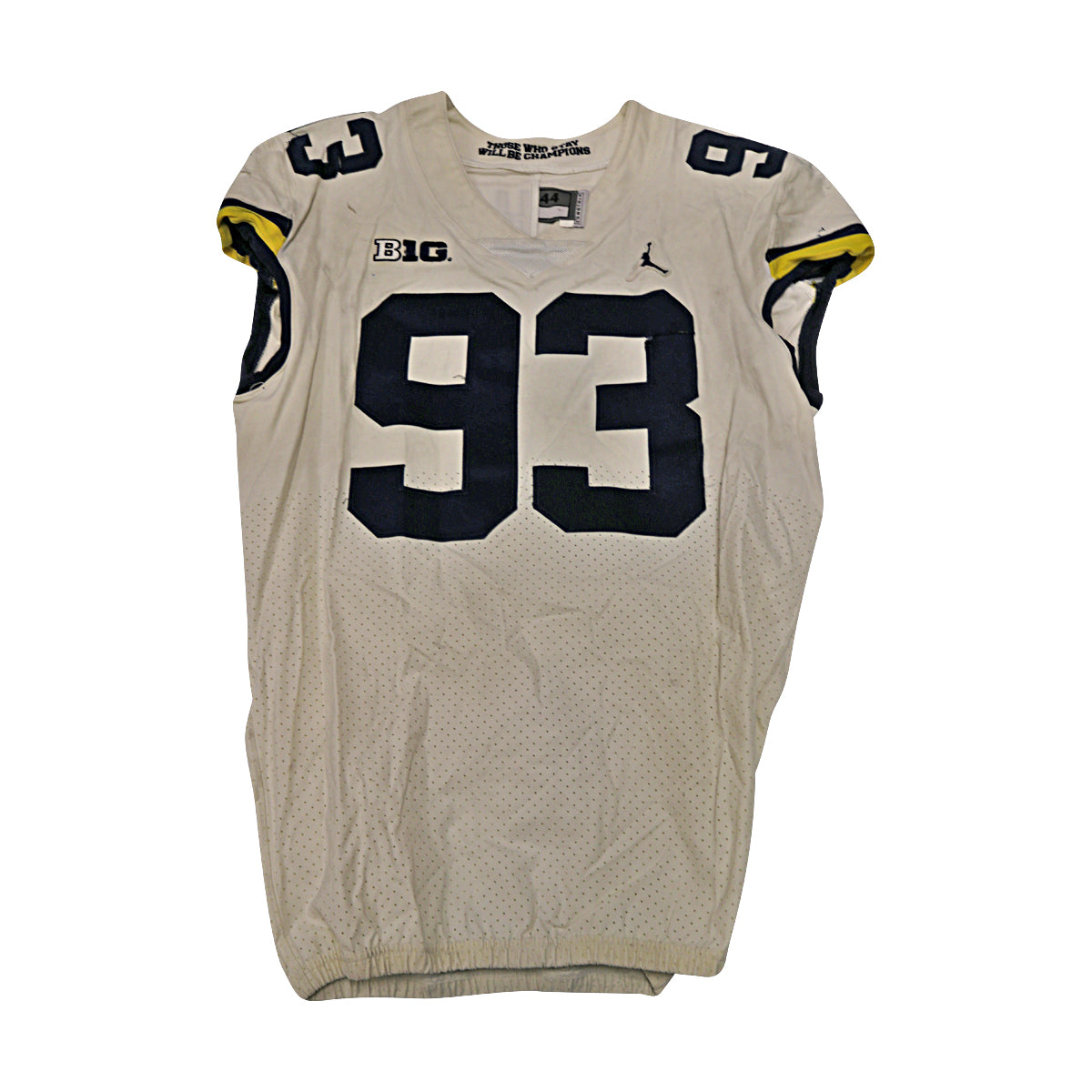 Lawrence Marshall Michigan Wolverines #93 2018 Practice Used White Jordan Brand Jersey - Front View