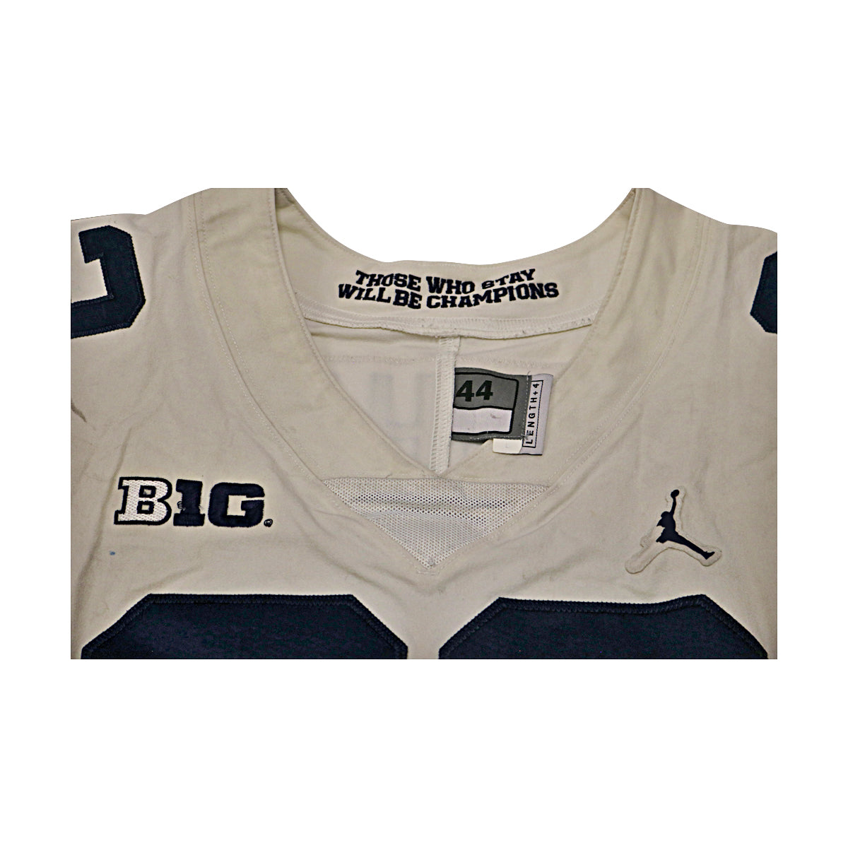 Lawrence Marshall Michigan Wolverines #93 2018 Practice Used White Jordan Brand Jersey - Tag View
