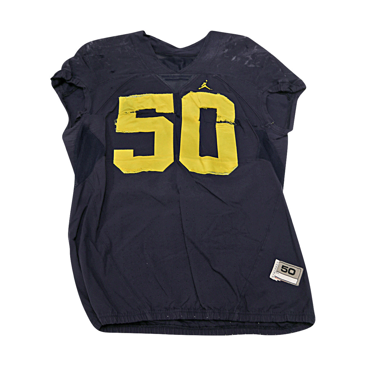 Michael Onwenu Michigan Wolverines #50 Practice Used Navy Jordan Brand Jersey - Front View