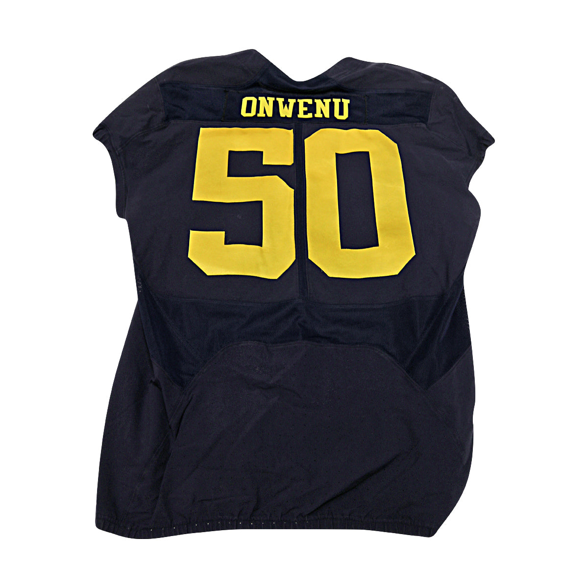 Michael Onwenu Michigan Wolverines #50 Practice Used Navy Jordan Brand Jersey - Back View
