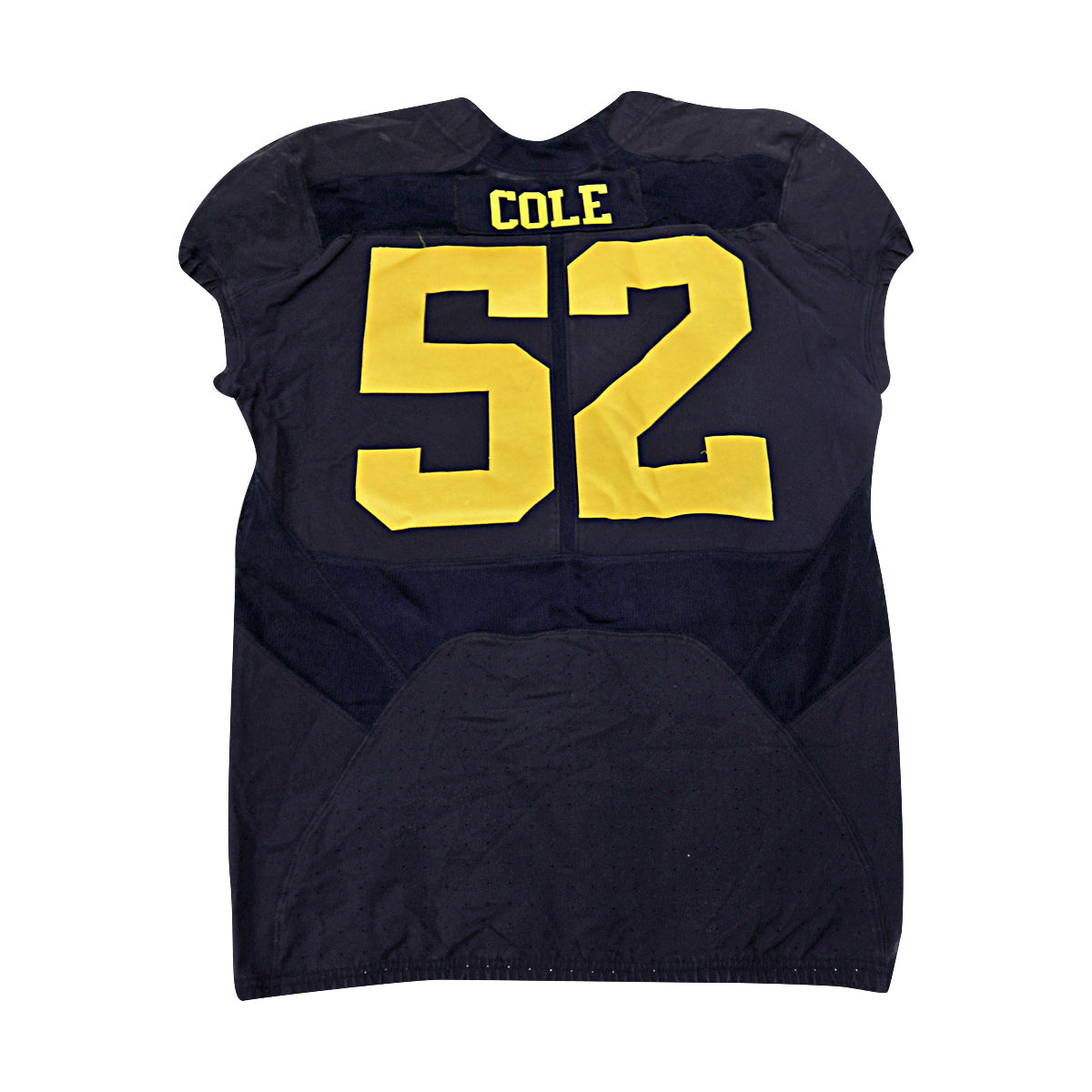 Mason Cole Michigan Wolverines #52 Practice Used Navy Jordan Brand Jersey - Back View
