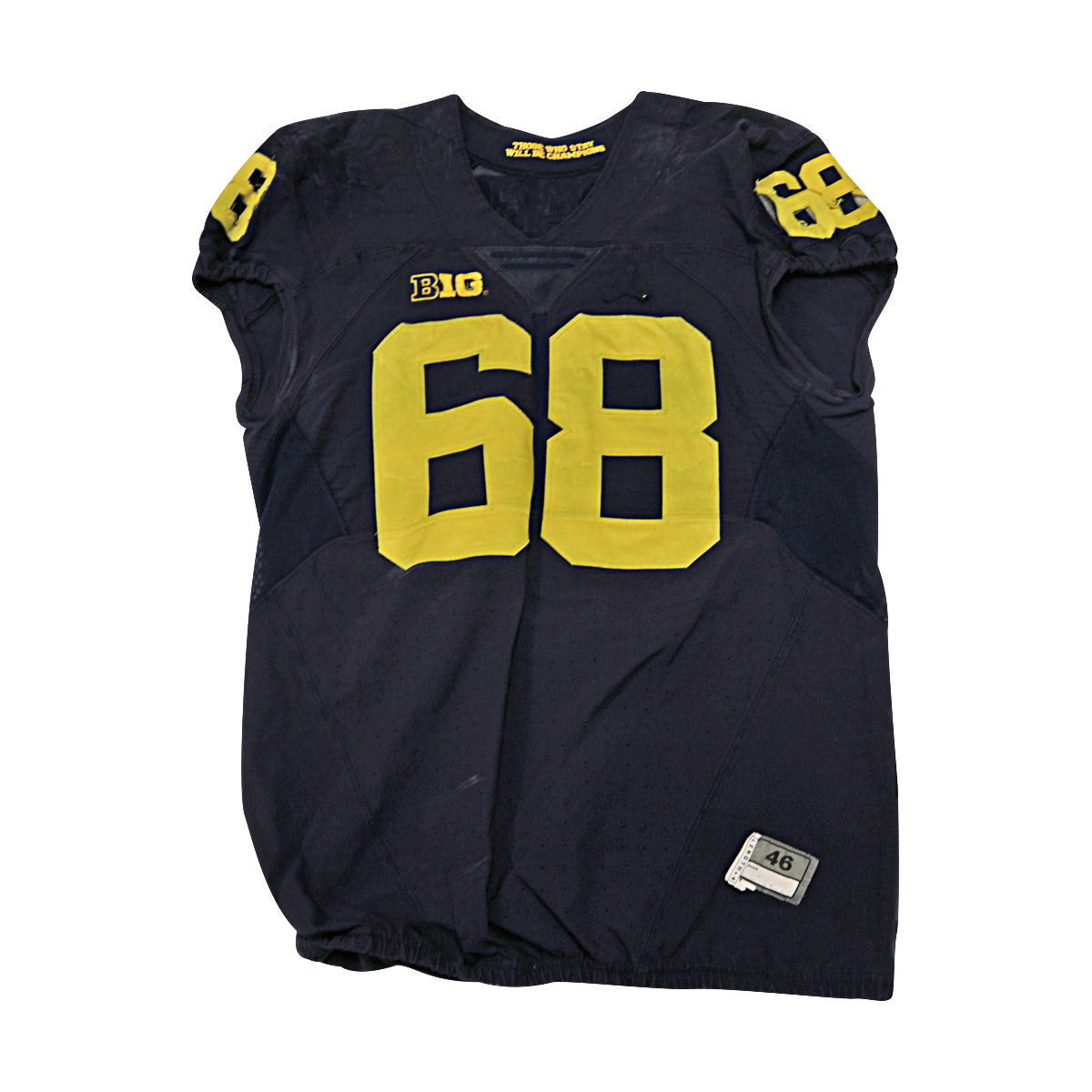 Andrew Vastardis Michigan Wolverines #68 Practice Used Navy Jordan Brand Jersey - Front View