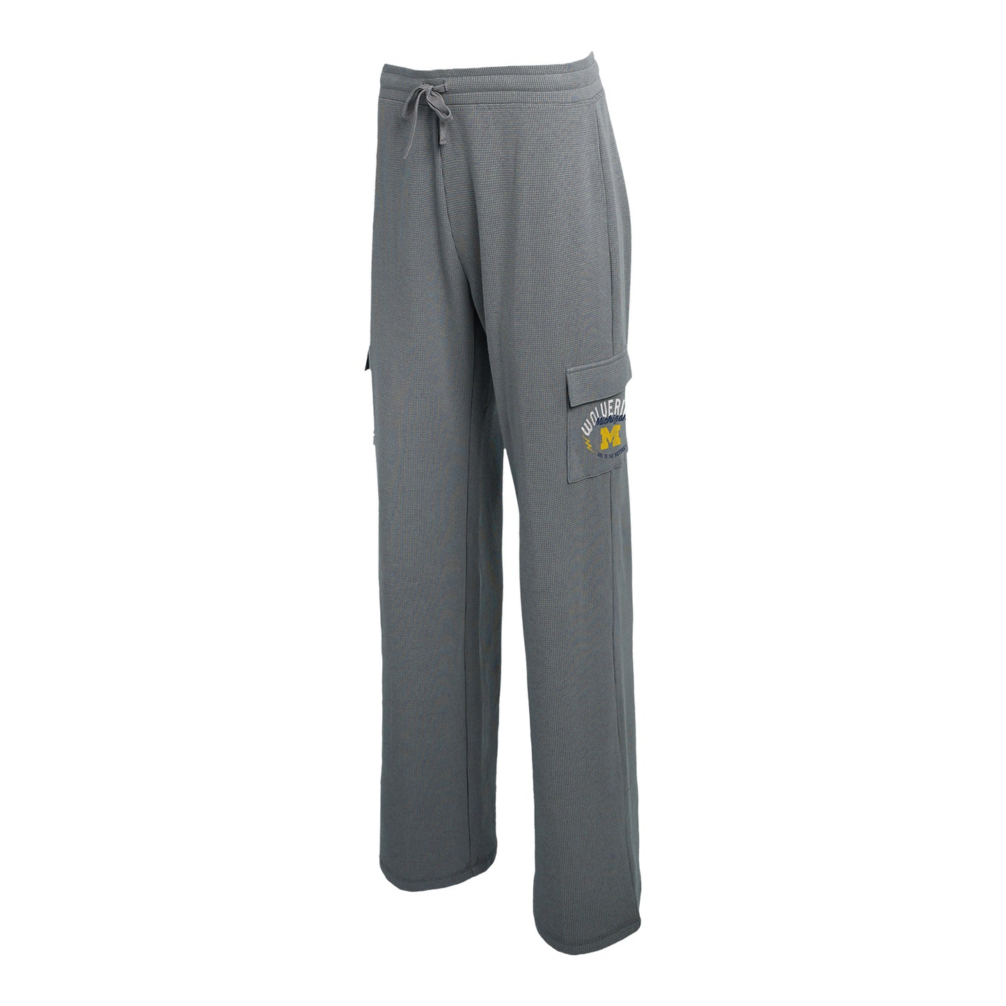 Michigan Wolverines WEAR Grey Waffle Lounge Set In Grey - Pants - Front View