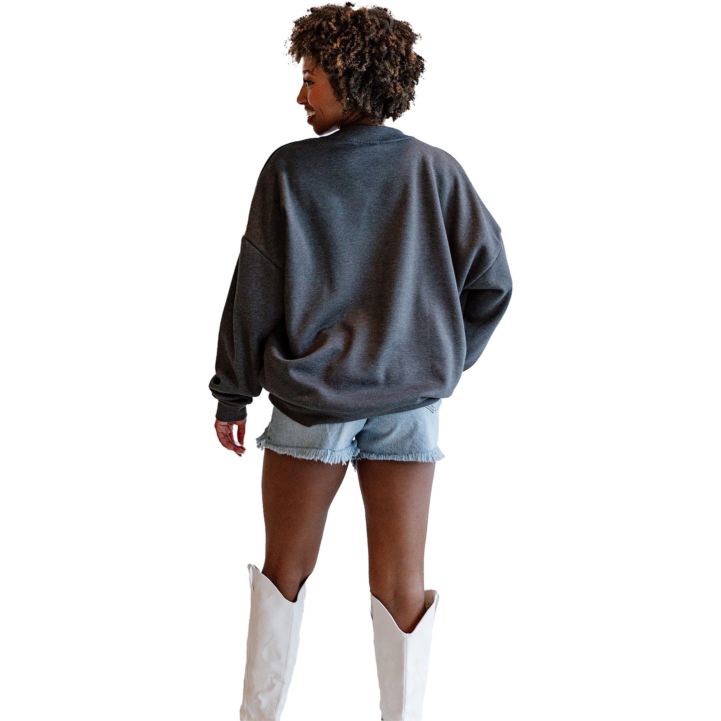 Women's Michigan Wolverines Seal The Deal Premium Fleece Drop Shoulder Crewneck - Back View