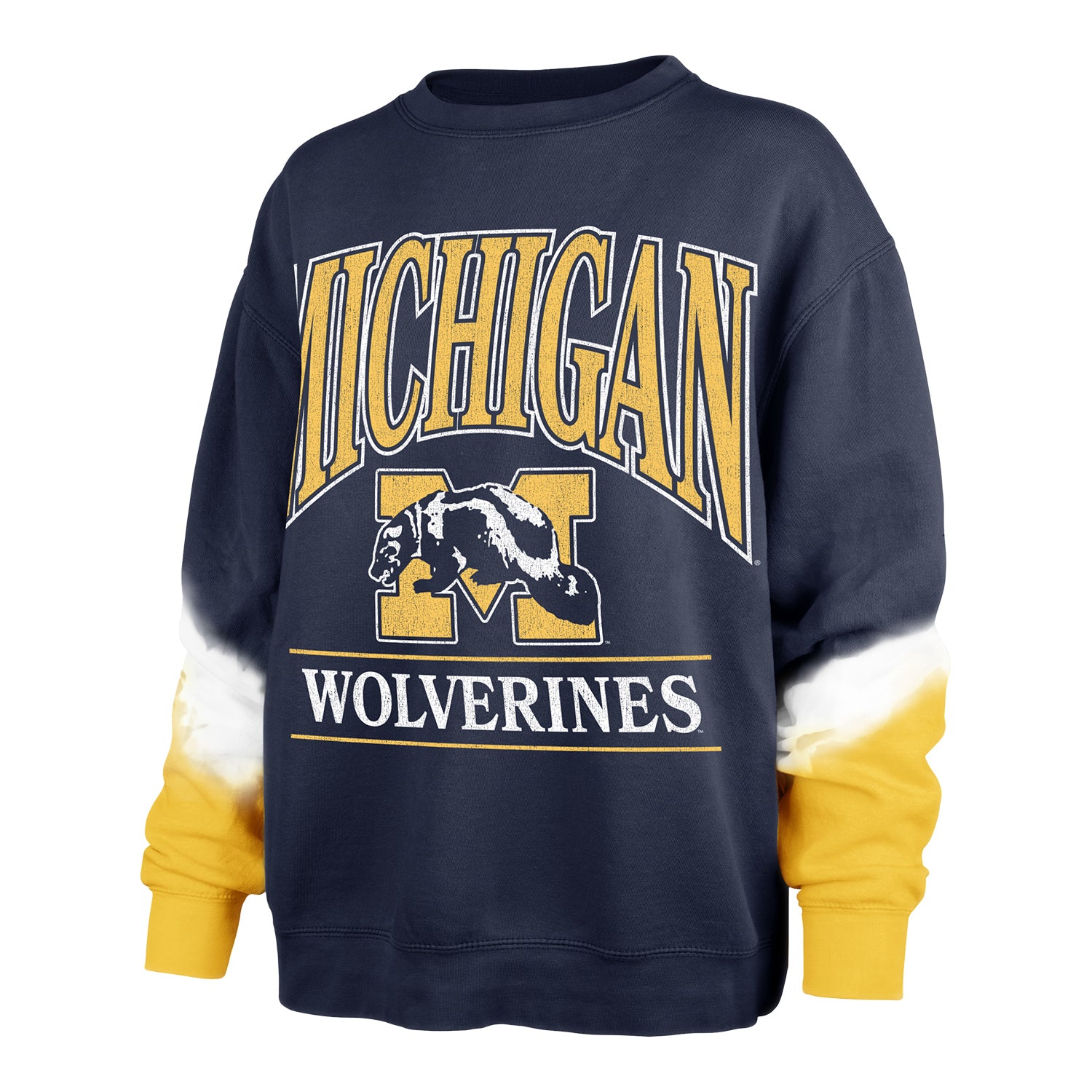 Michigan Wolverines '47 Brand Blue Womens Vintage Atlas Sleeve Dye