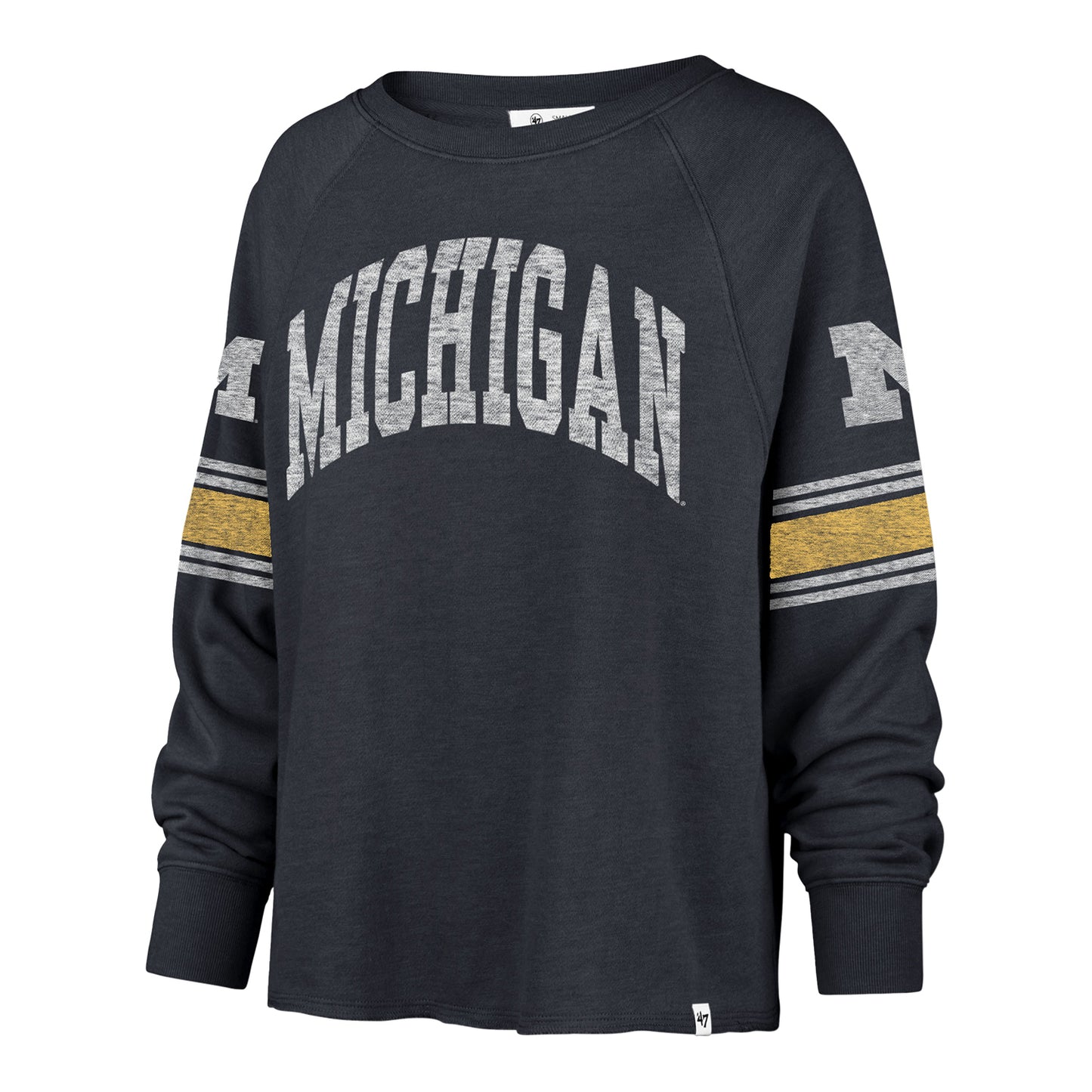 Michigan Wolverines '47 Brand Blue Womens Atlas Allie Crewneck - Front View