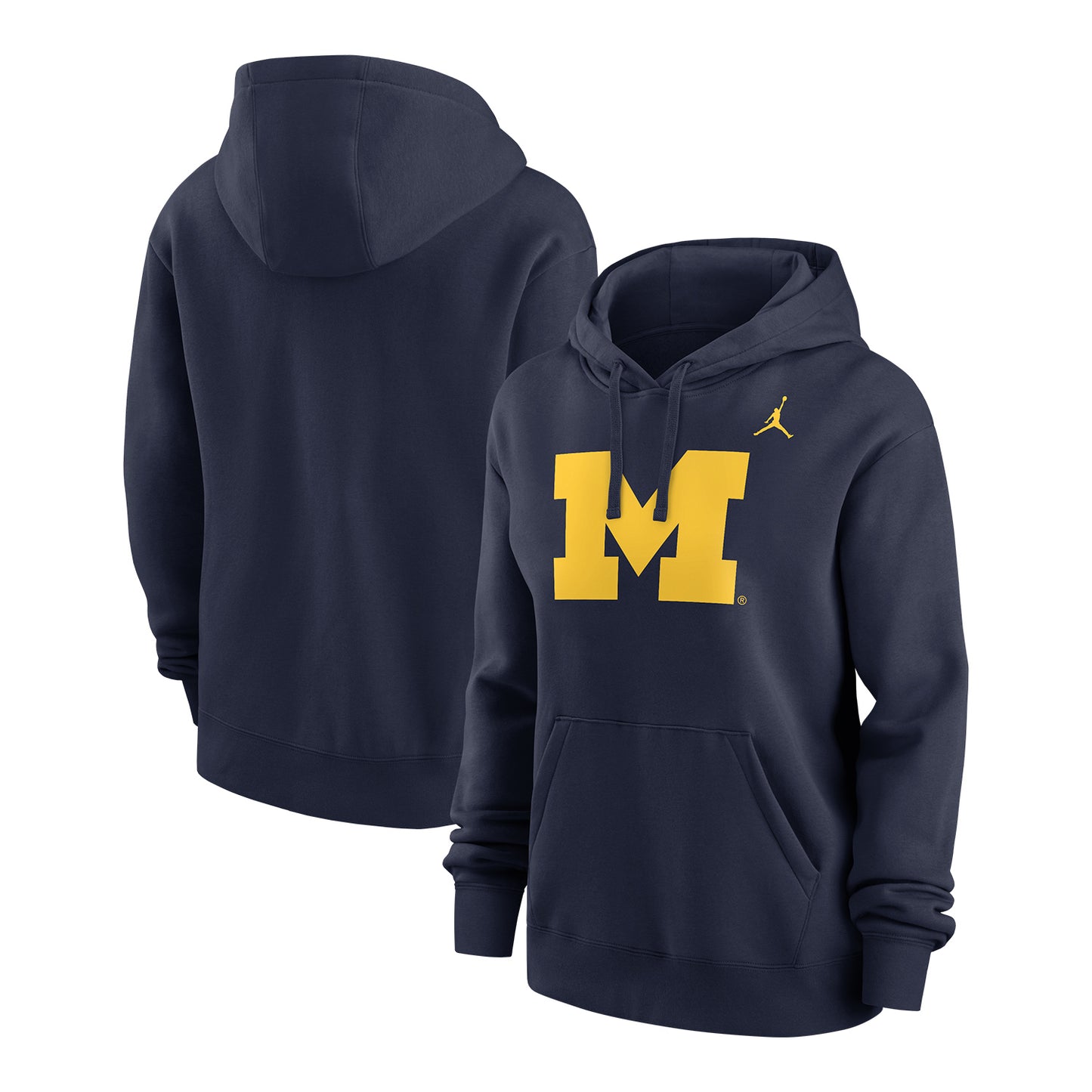 Michigan Wolverines Jordan Women's Lightweight Phoenix Hoodie In Navy - Front & Back View