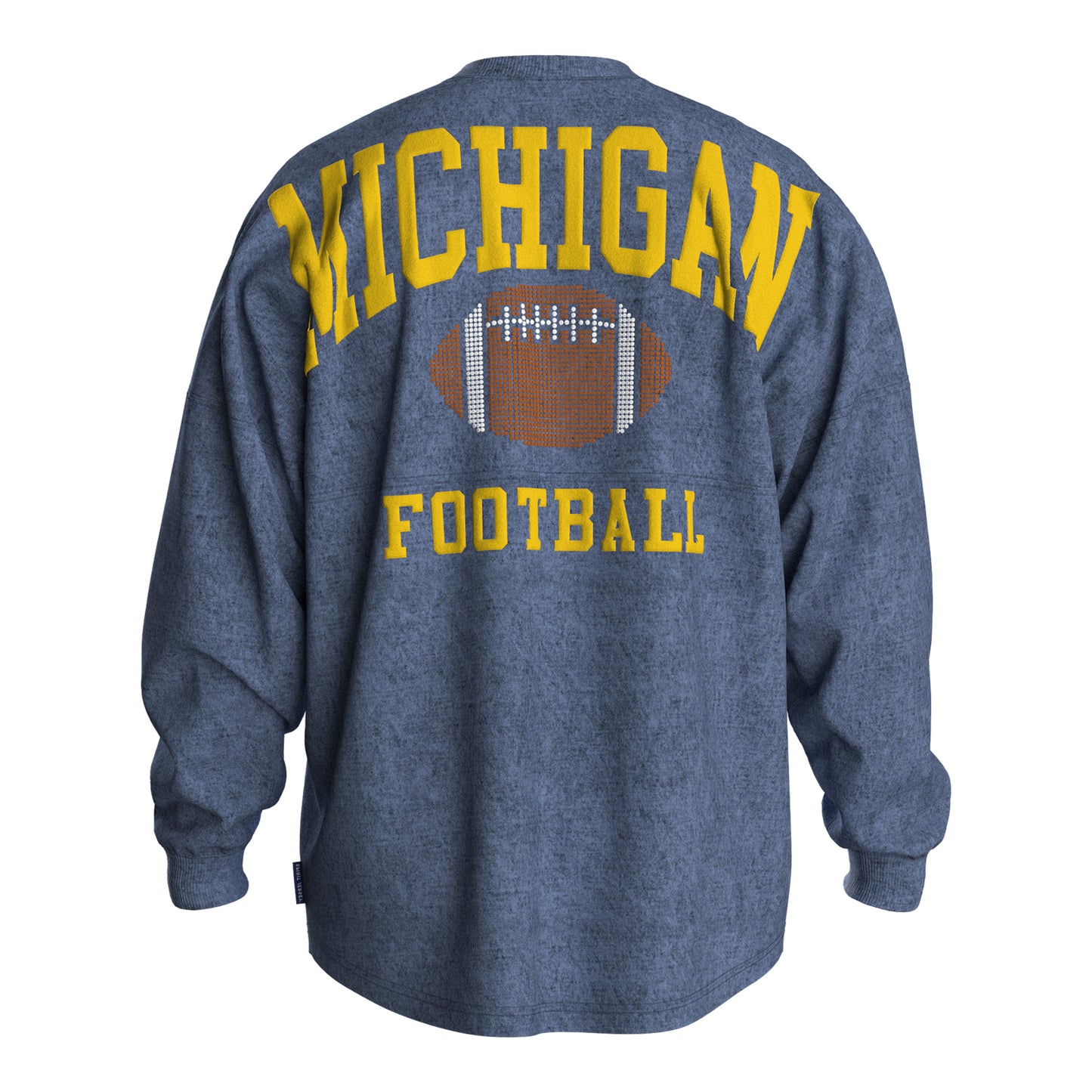 Michigan Wolverines Spirit Jersey Ladies Navy Glitter Football Long Sleeve