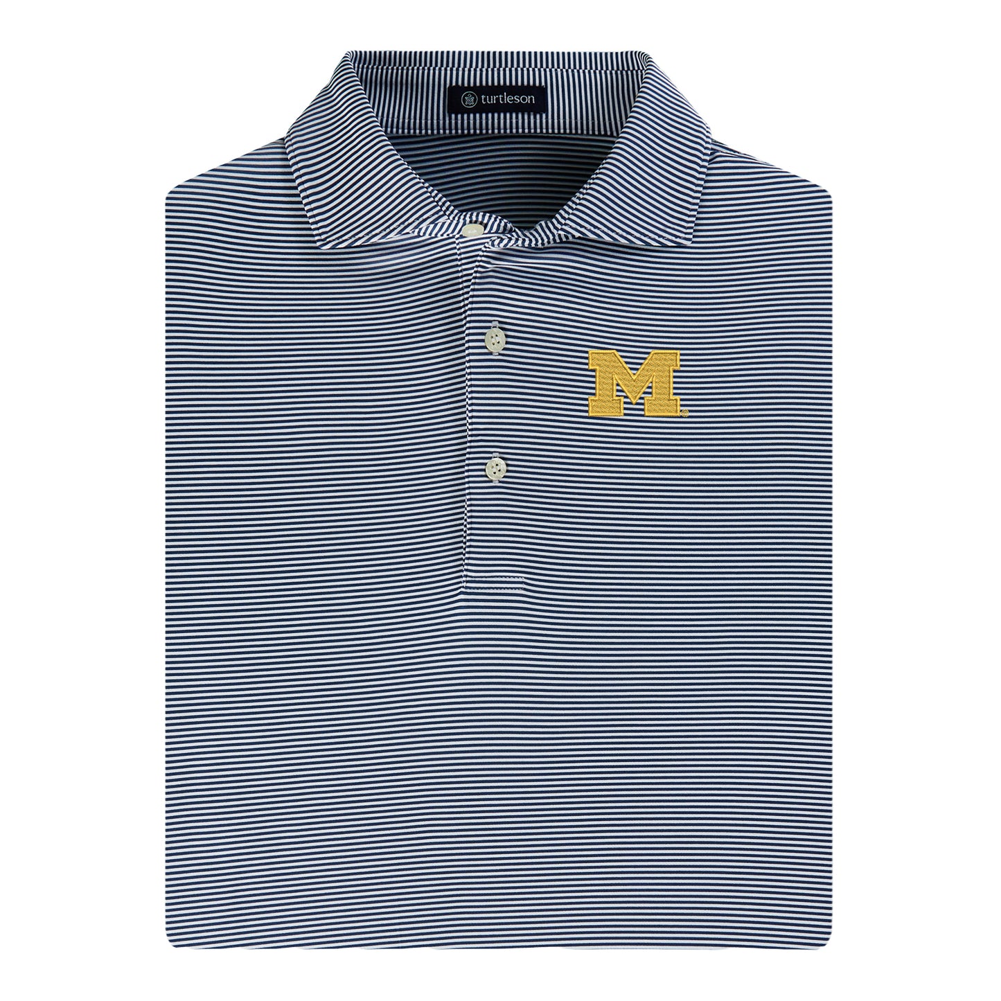 Michigan Wolverines Navy & White Striped Polo