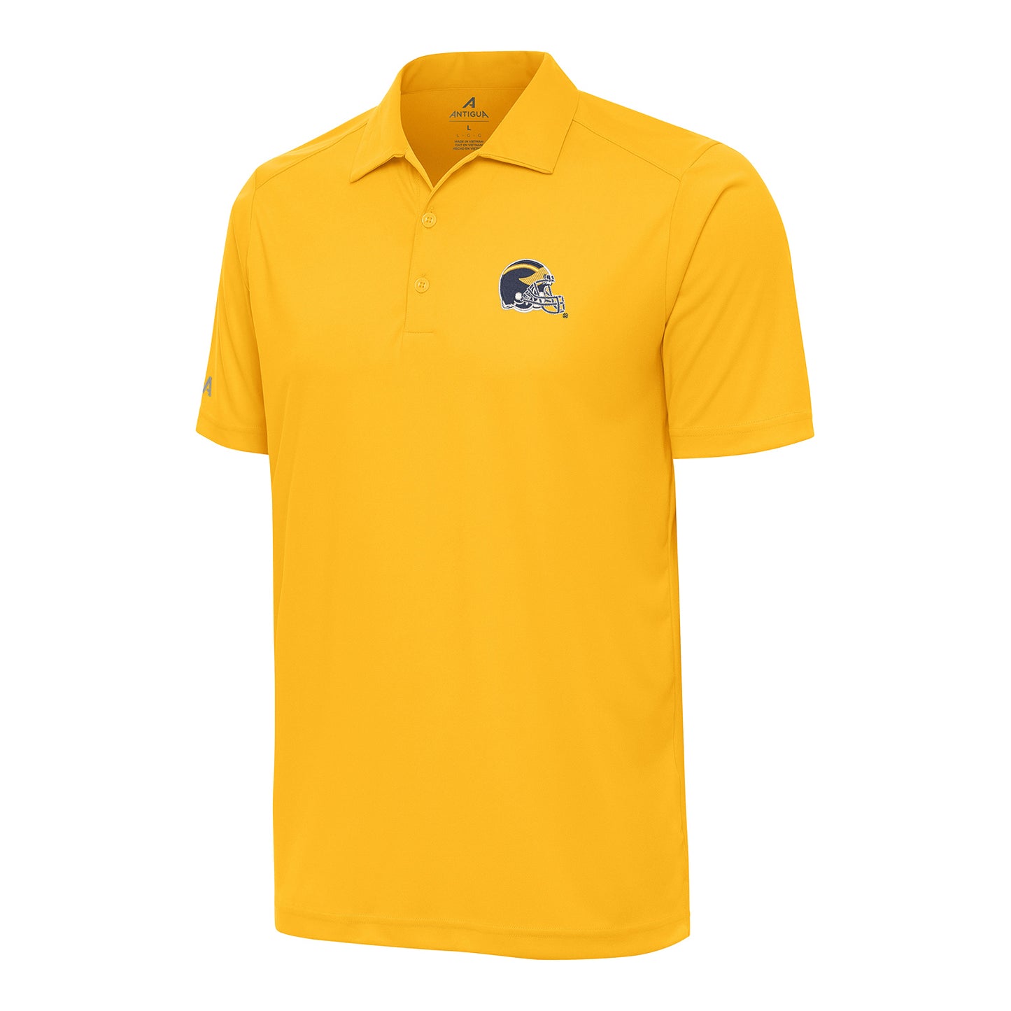 Michigan Wolverines Maize Antigua Tribute Football Helmet Polo - Front View