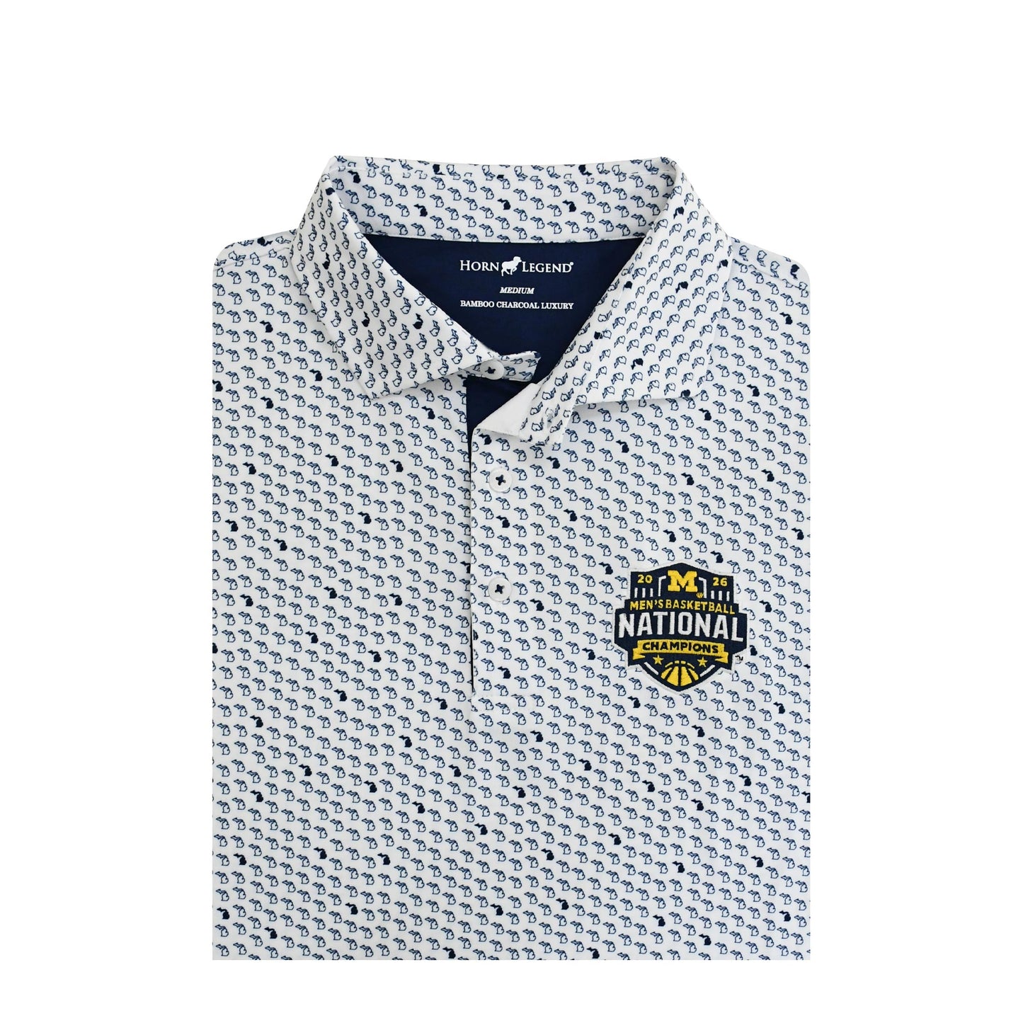 Michigan Wolverines Men's Basketball National Champions State Outline Polo