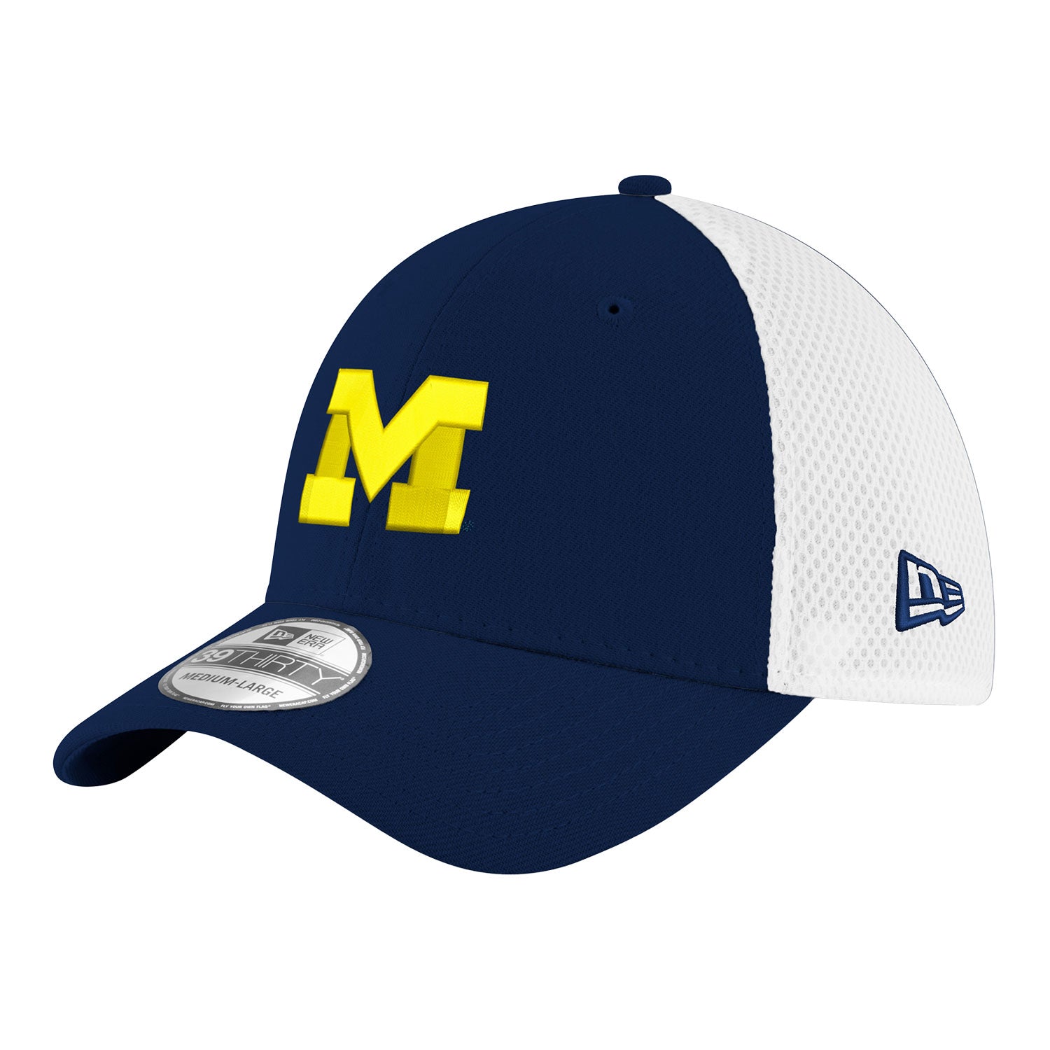 New Era Michigan Wolverines Mens Blue Game Day TC Distinct 2T 39THIRTY Flex Hat, Blue, POLYESTER, Size M/L