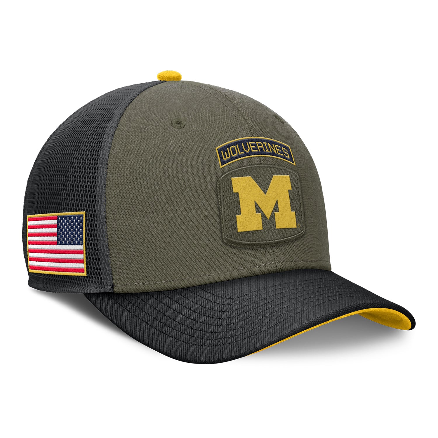 Michigan Wolverines Jordan Military Rise Structured Trucker Hat