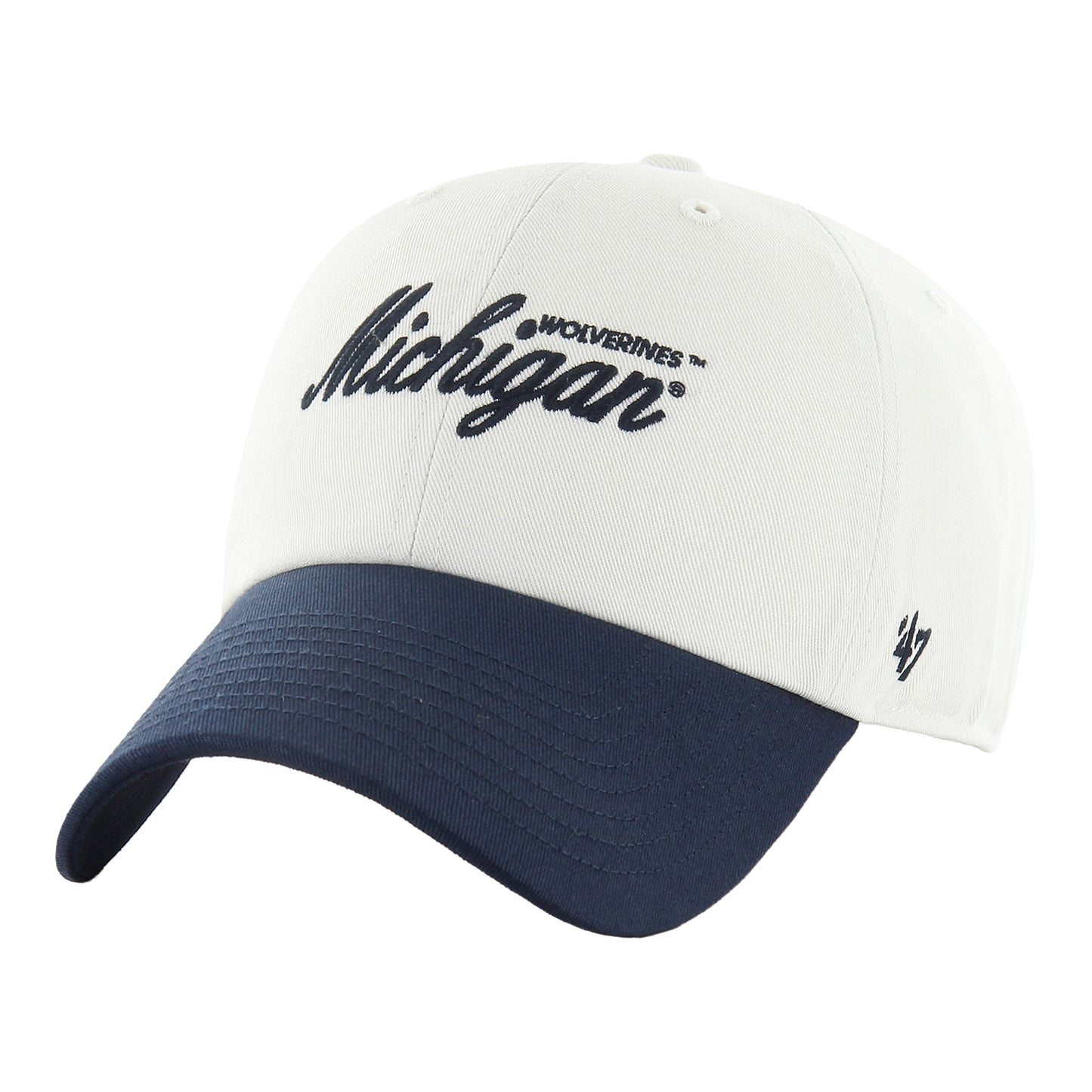 Michigan Wolverines 47 Brand Adjustable Clean Up Foundational Hat In White - Front Left View