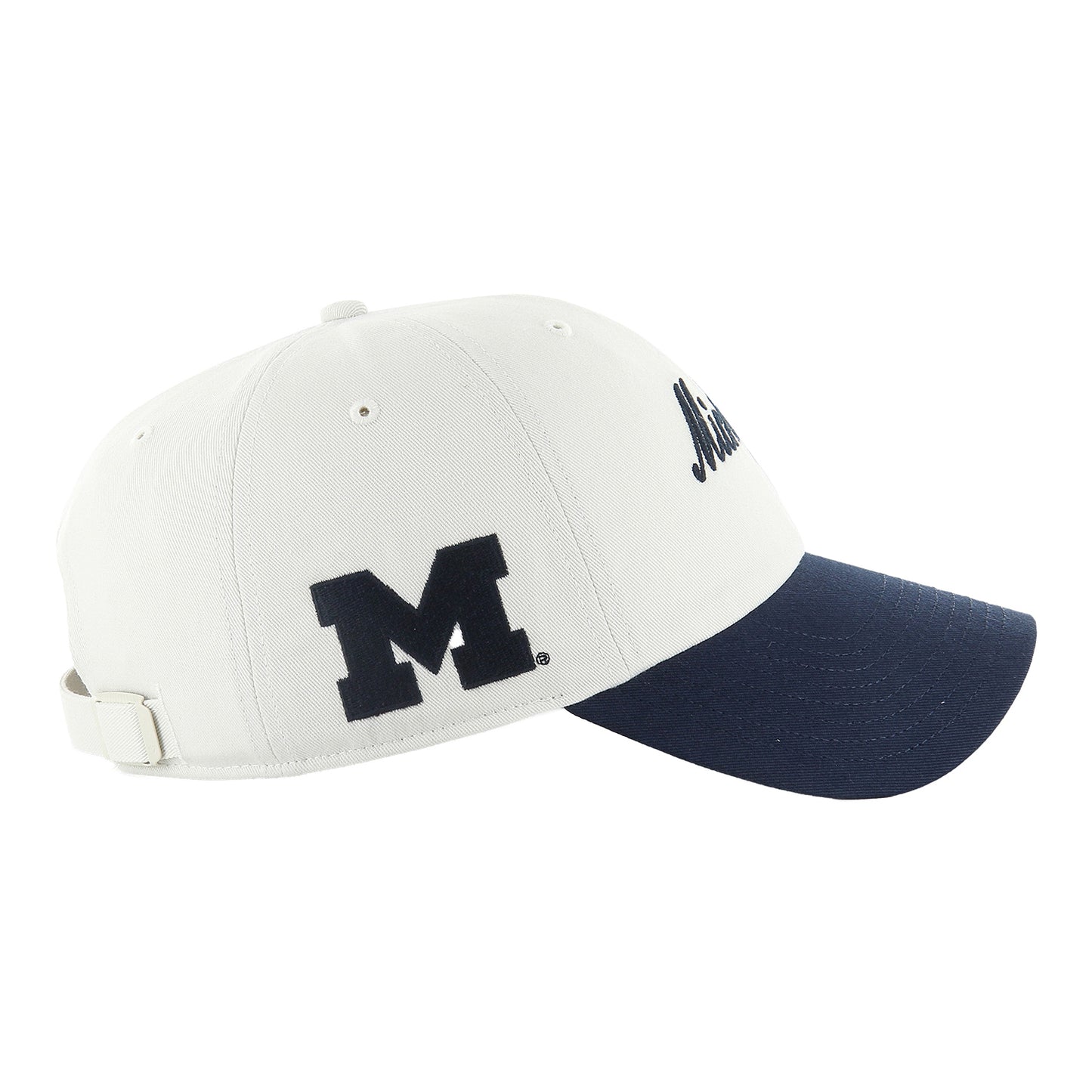 Michigan Wolverines 47 Brand Adjustable Clean Up Foundational Hat In White - Right Side View