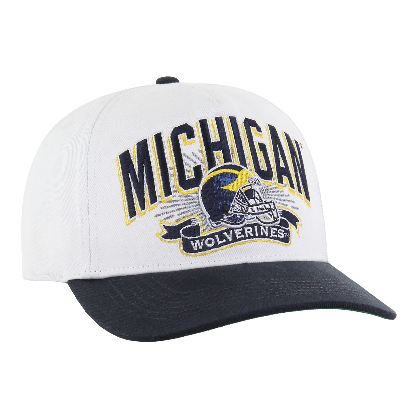 Michigan Wolverines 47 Brand White Snapback Hitch Football Helmet Hat - Front Right View
