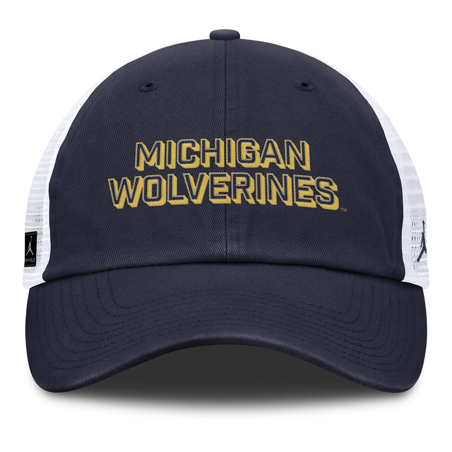 Michigan Wolverines Nike Jordan Navy Club Trucker Hat - Front View