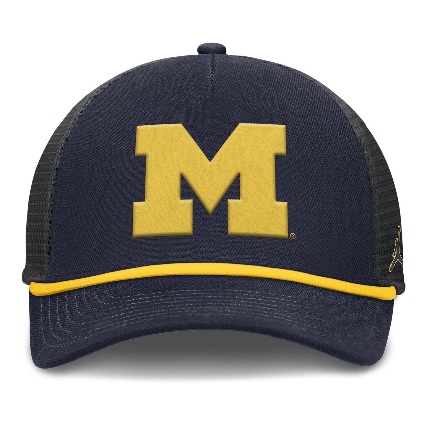 Michigan Wolverines Nike Jordan Navy Rise Trucker Primetime Hat - Front View
