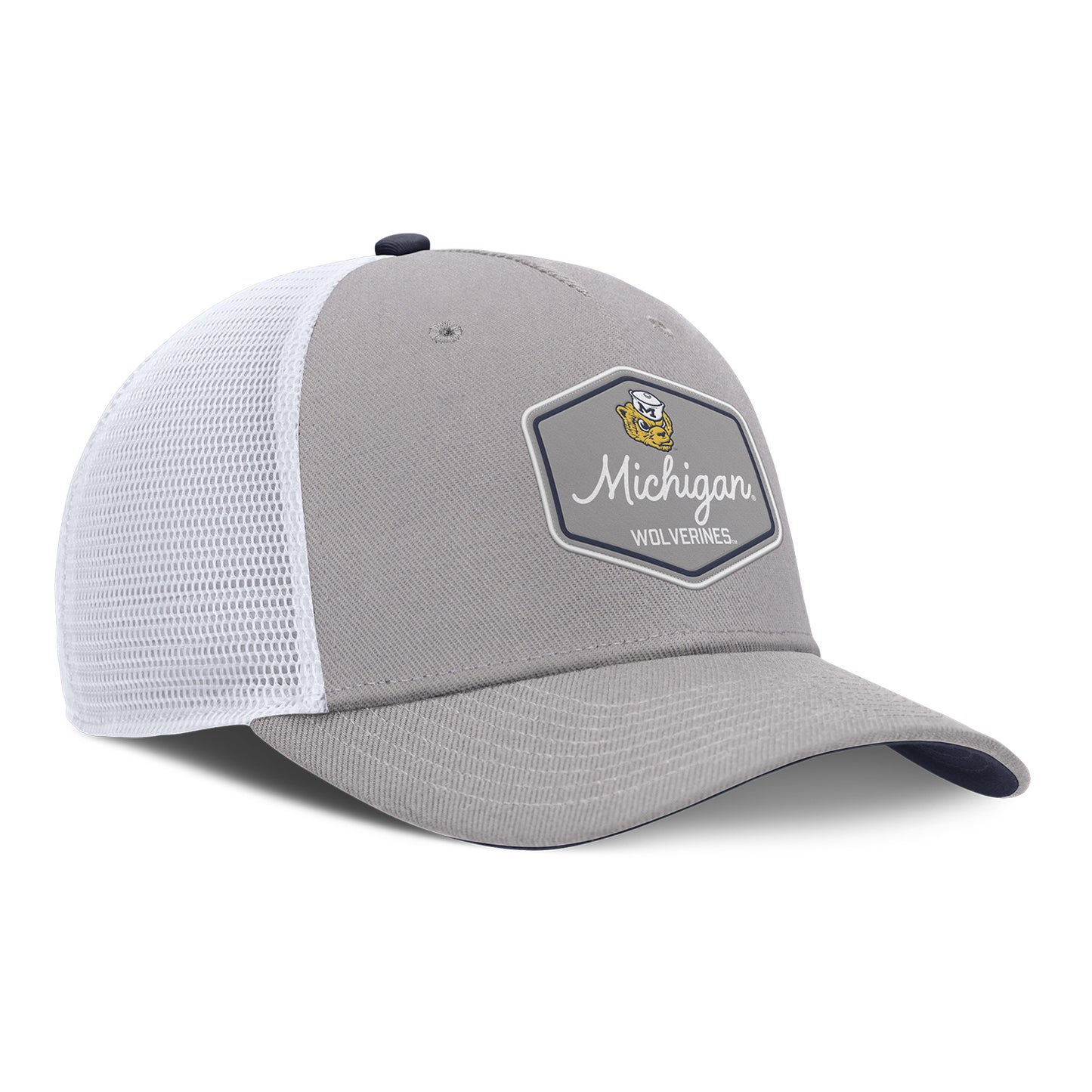 Michigan Wolverines Nike Grey Legacy Trucker Hat - Front Right View