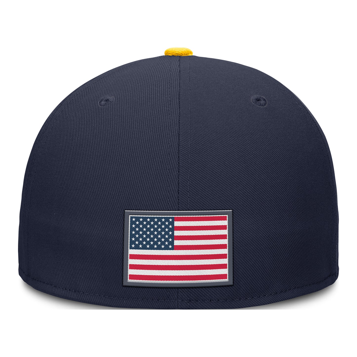 Michigan Wolverines Nike Navy Dri-Fit Structured Round Bill Fitted Hat - Back View