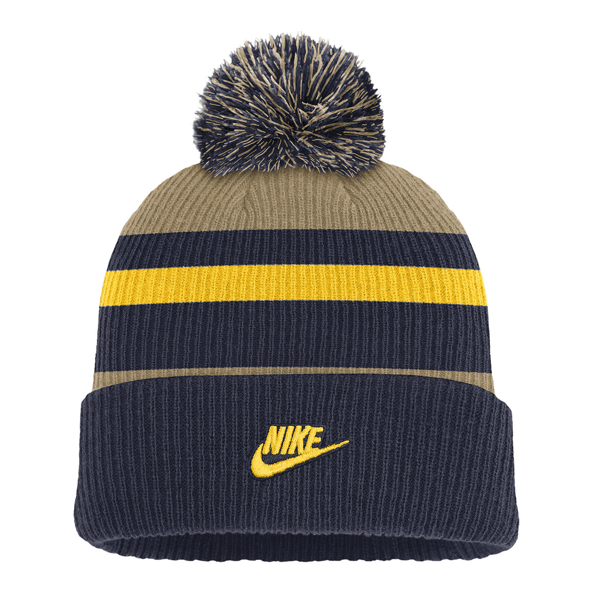 Michigan Wolverines Nike Navy Throwback Stripe Beanie
