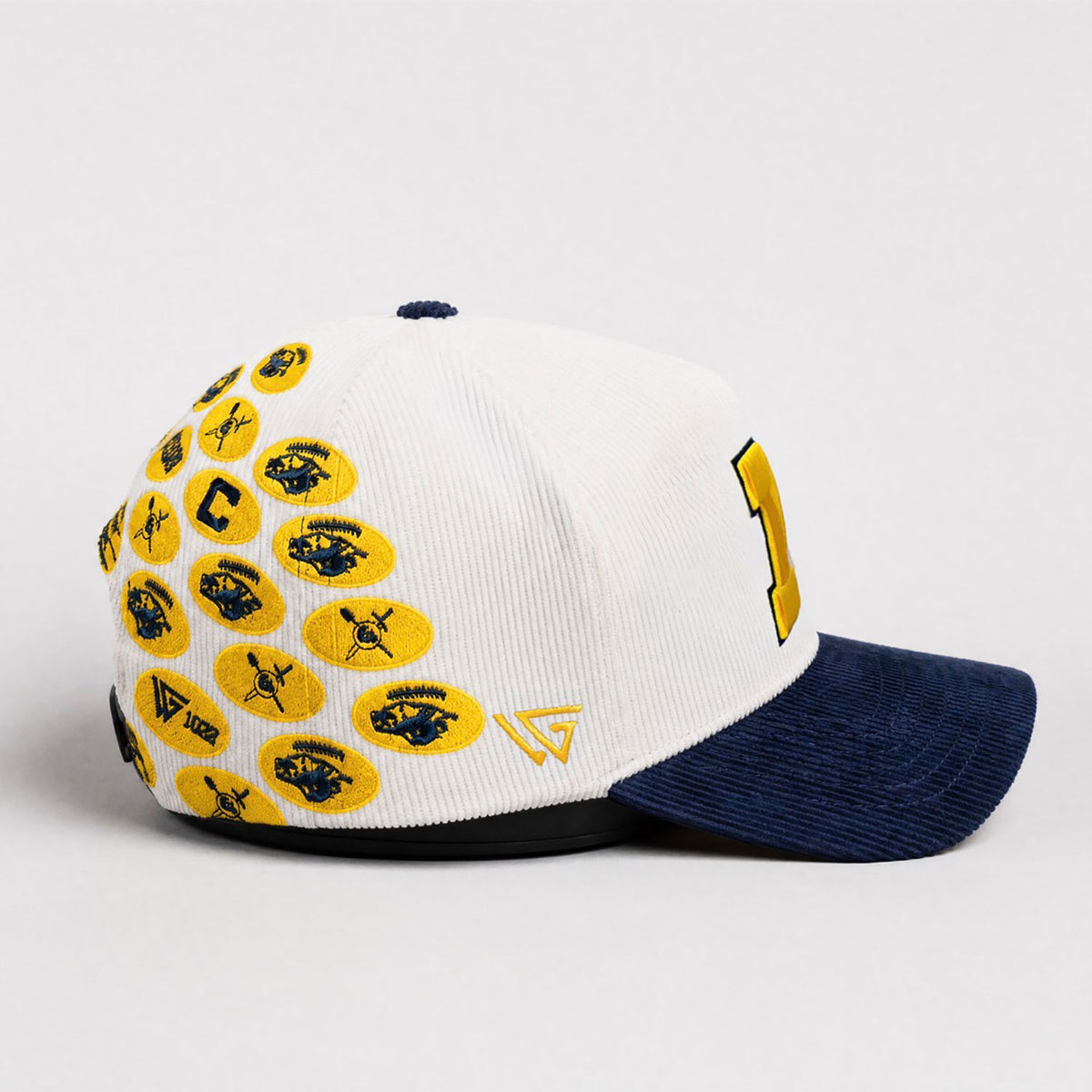 Michigan Wolverines Woodn Grail White Helmet Sticker Hat