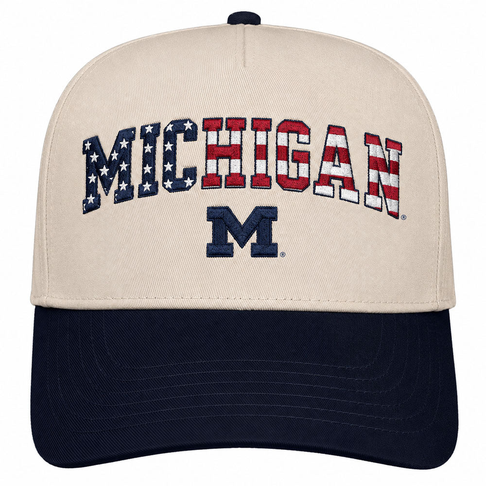 Michigan Wolverines Americana Logo White Hat