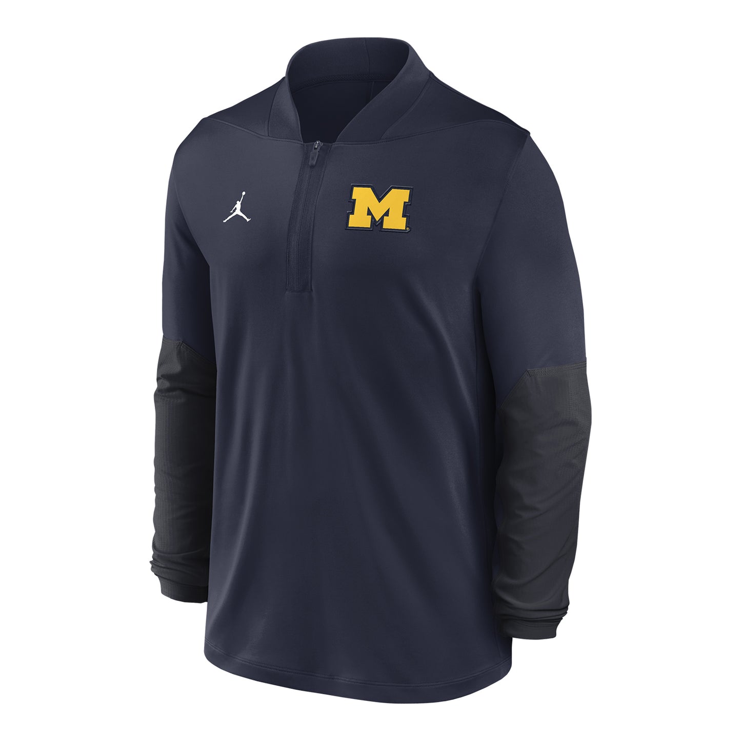 Michigan Wolverines Jordan Navy Half-Zip Midweight Jacket - Front View