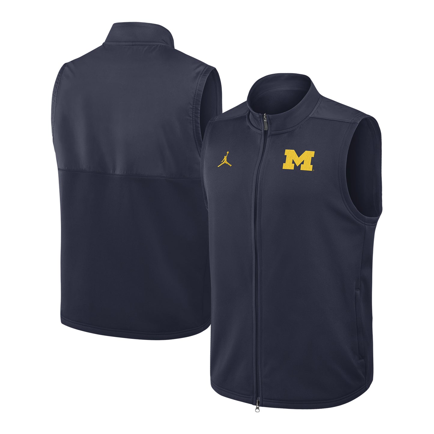 Michigan Wolverines Nike Jordan Navy Victory Vest - Front & Back View