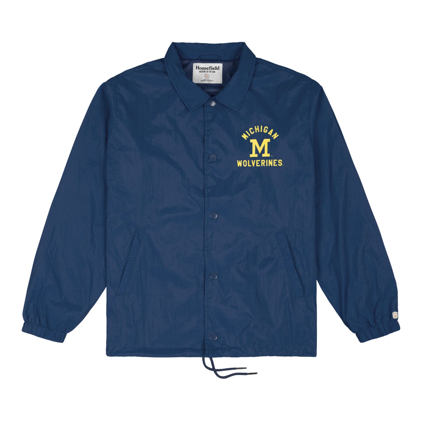 Michigan Wolverines Block M Throwback Coaches Jacket In Blue - Front View