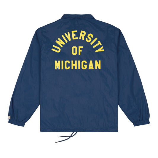 Michigan Wolverines Block M Throwback Coaches Jacket In Blue - Back View