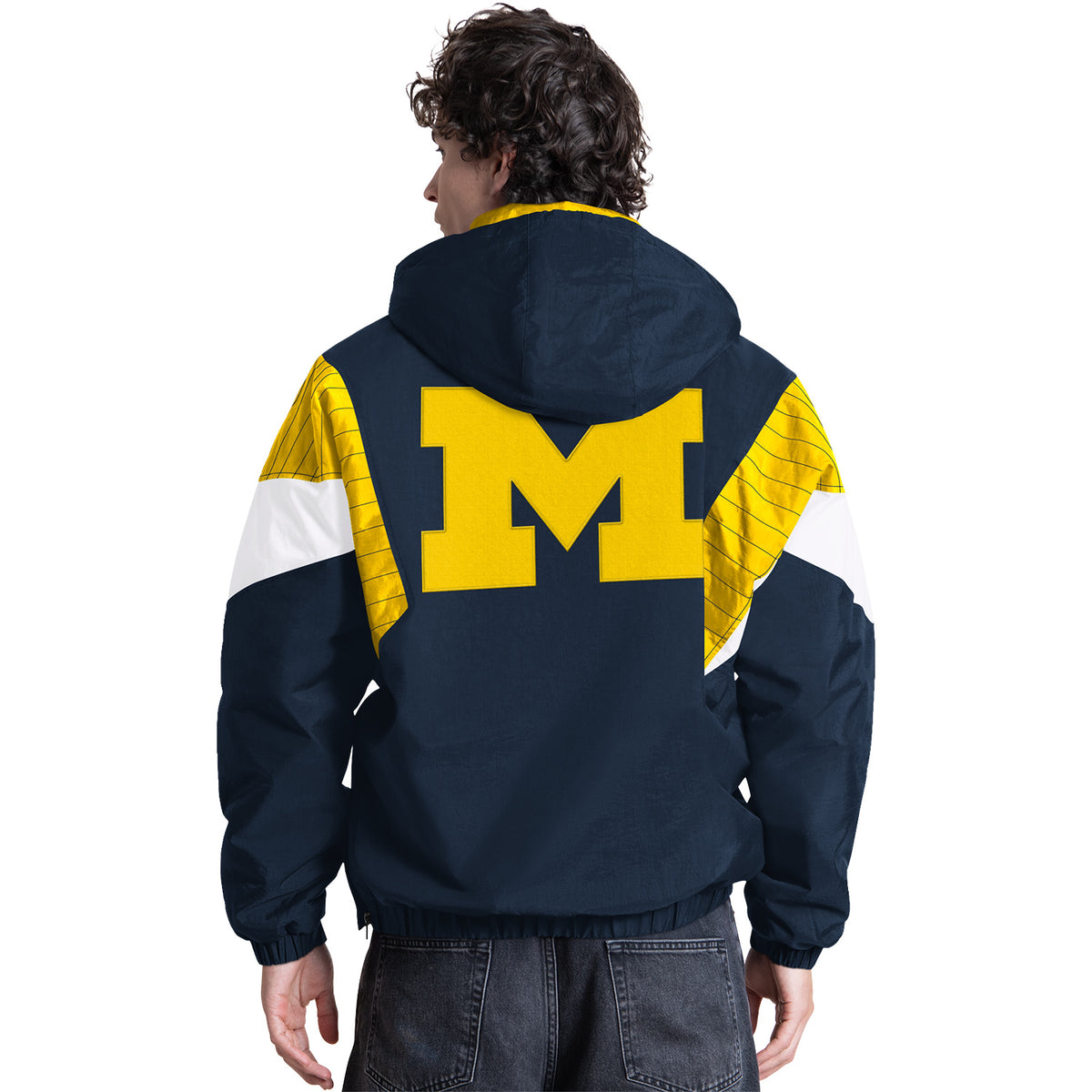 Michigan Wolverines Starter Navy Throwback Half Zip Jacket