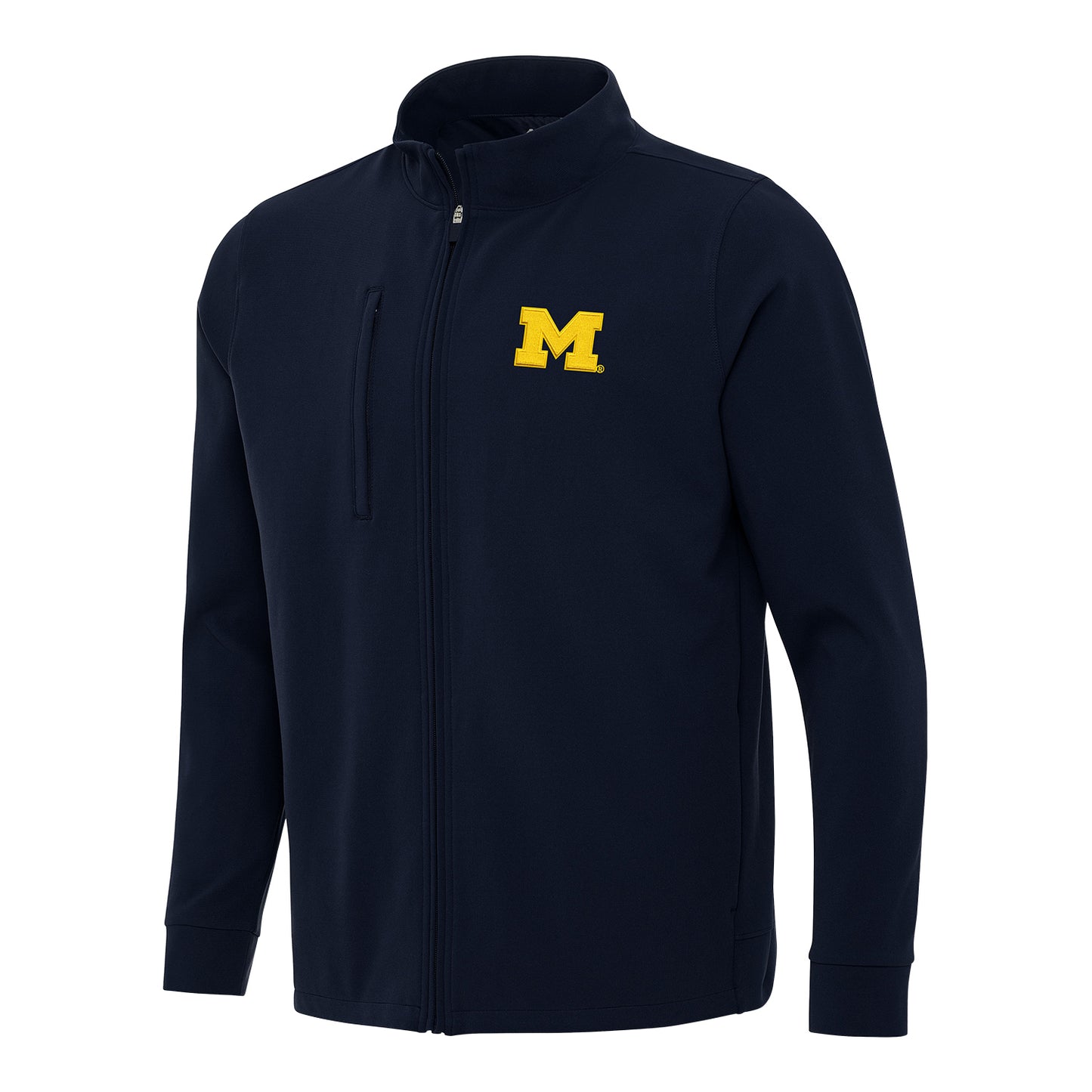 Michigan Wolverines Antigua Regard Navy Full-Zip Jacket - Front View