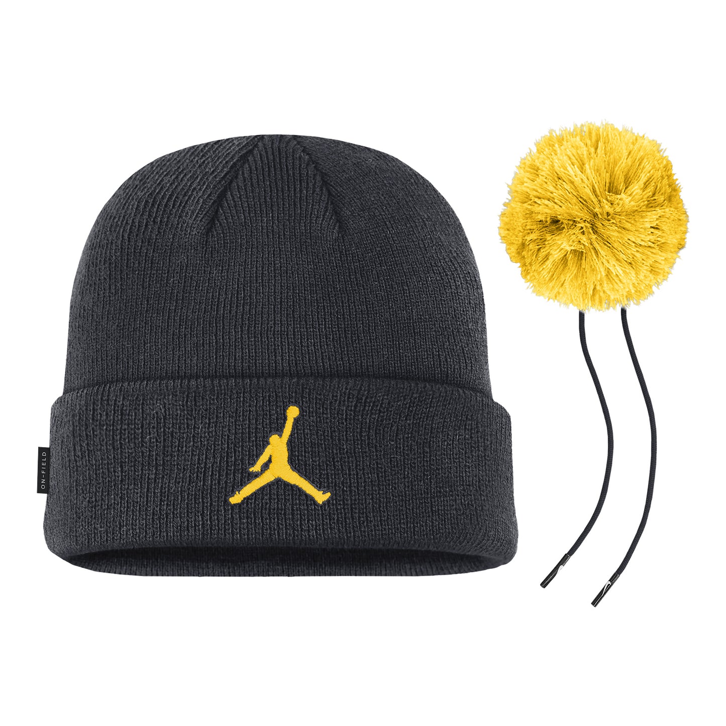Michigan Wolverines Jordan Off Field Cuffed Pom Beanie - Back View