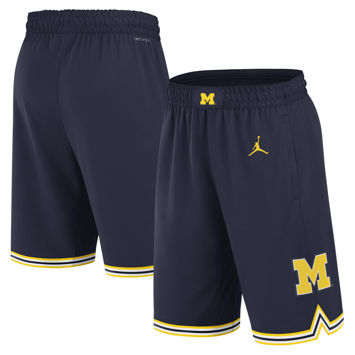 Men s Jordan Brand Navy Michigan Wolverines Road Replica Performance Basketball Shorts Size Medium