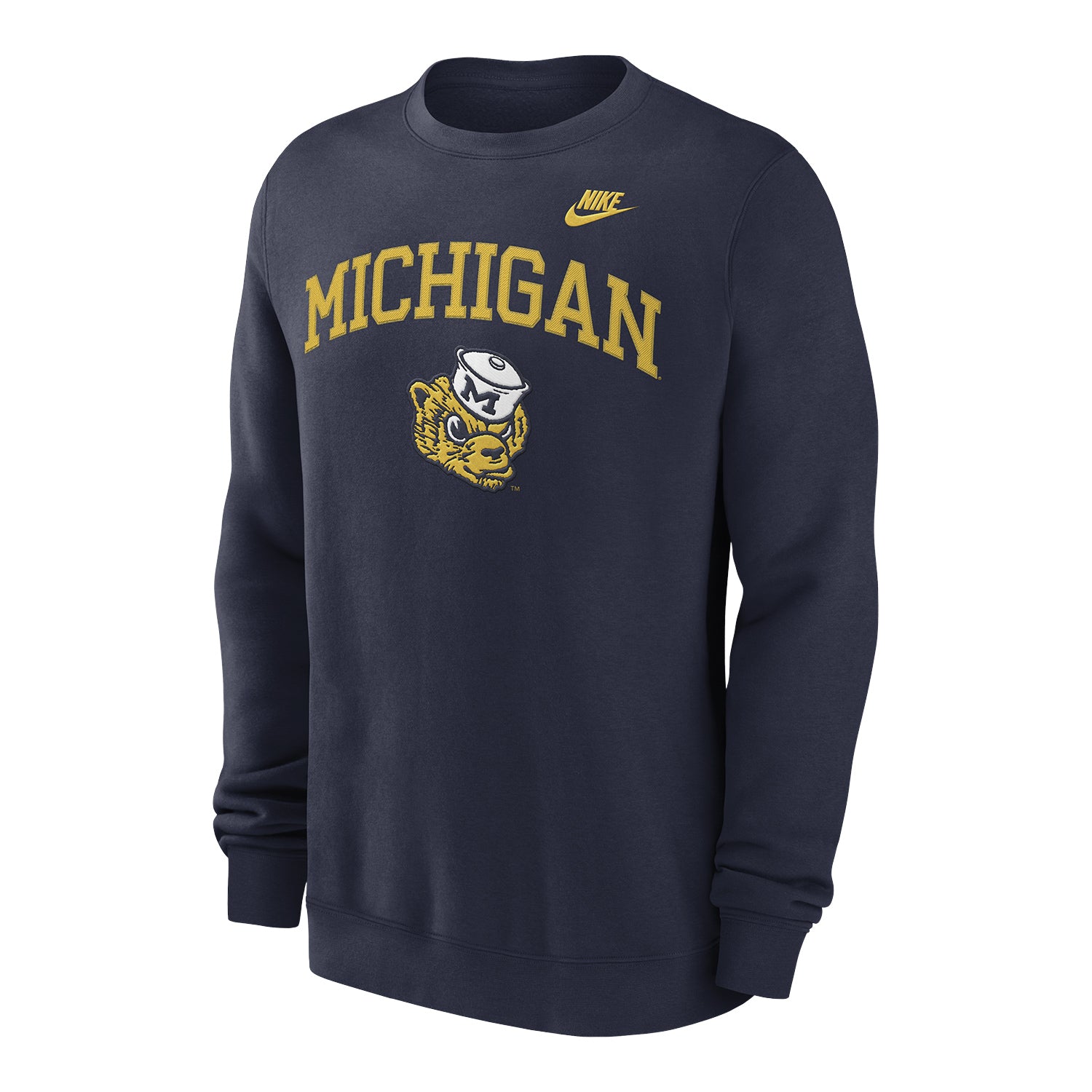 Nike Michigan Wolverines Legacy Classic Arch Over Logo Men s College Pullover Crew Blue