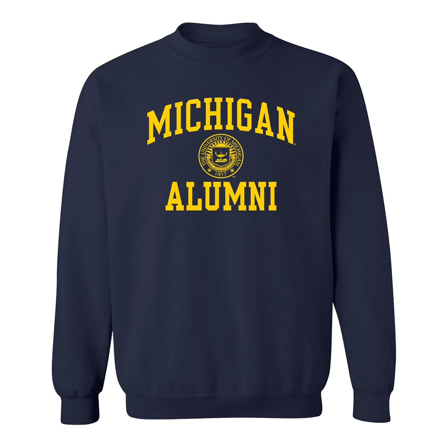 University of Michigan Navy Michigan Alumni Crewneck Sweatshirt - Front View